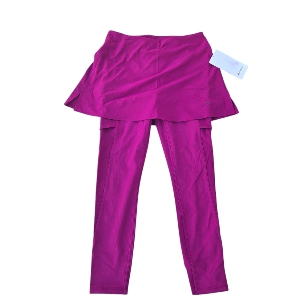 Lululemon 2 in 1 HR Tennis Skirt Tights 25” Size 6 Magenta leggings